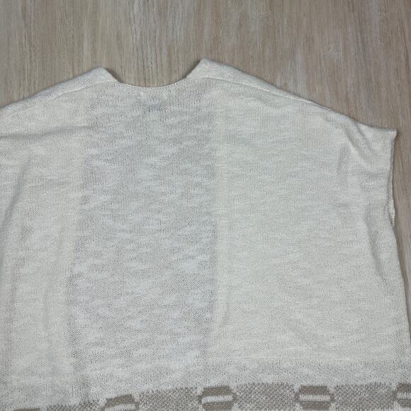 Old Navy Beige Cream Fringe Open Front Poncho Cardigan XL-XXL Boho Knit Wrap - Picture 11 of 13